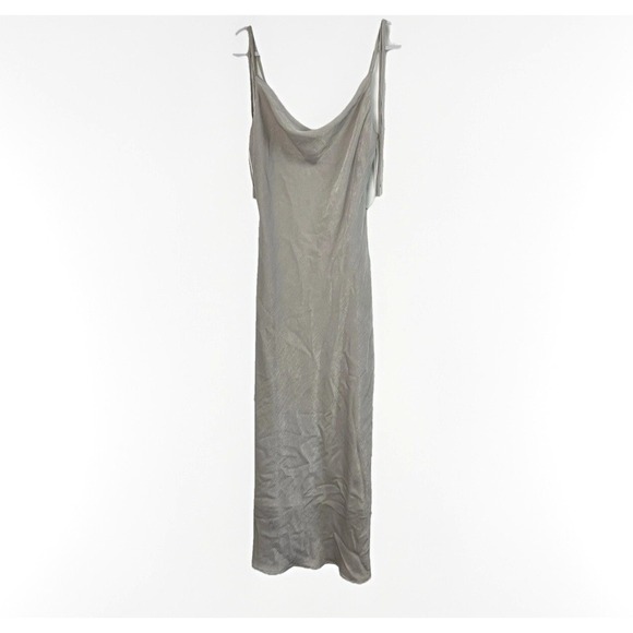 Sincerely Jules Dress Large Midi Gray Silky Cowl Neck Slip Stretch Fairy 90s Y2K - Picture 1 of 9